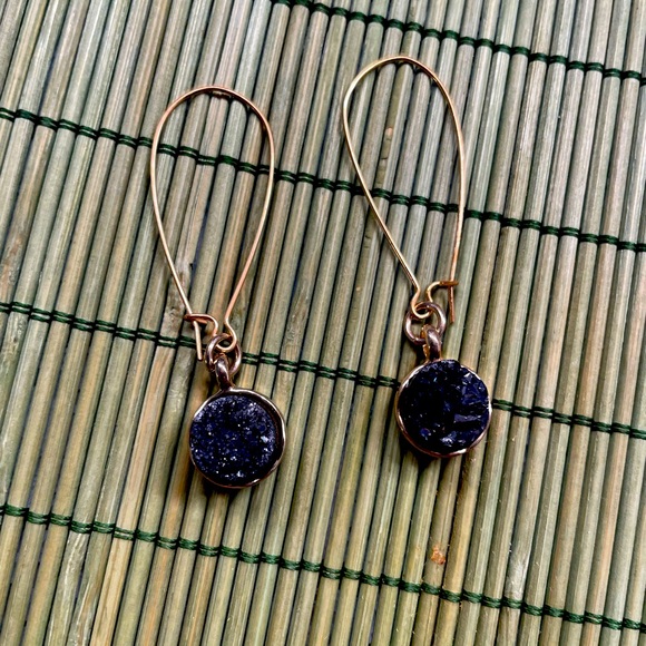 NWOT Earrings - Black Stone - Picture 1 of 5